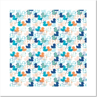 Happy Swimming a Paddling of Ducks Pattern III Posters and Art